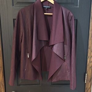 Catherine Malandrino Wine Draped Faux Leather Jacket